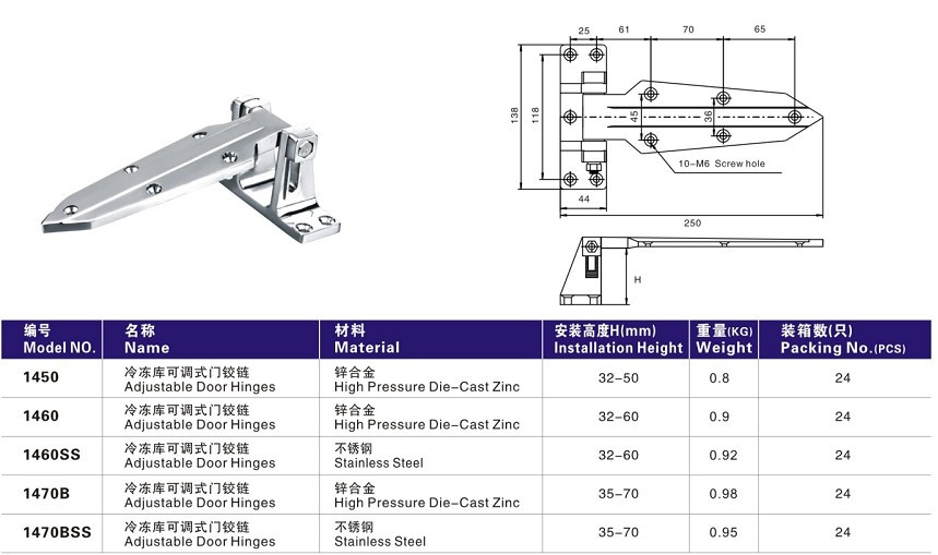 冷庫(kù)門(mén)鎖合頁(yè)制冷鉸鏈冷藏冷凍庫(kù)可調(diào)式門(mén)鎖鉸鏈YL-1460/SS不銹鋼
